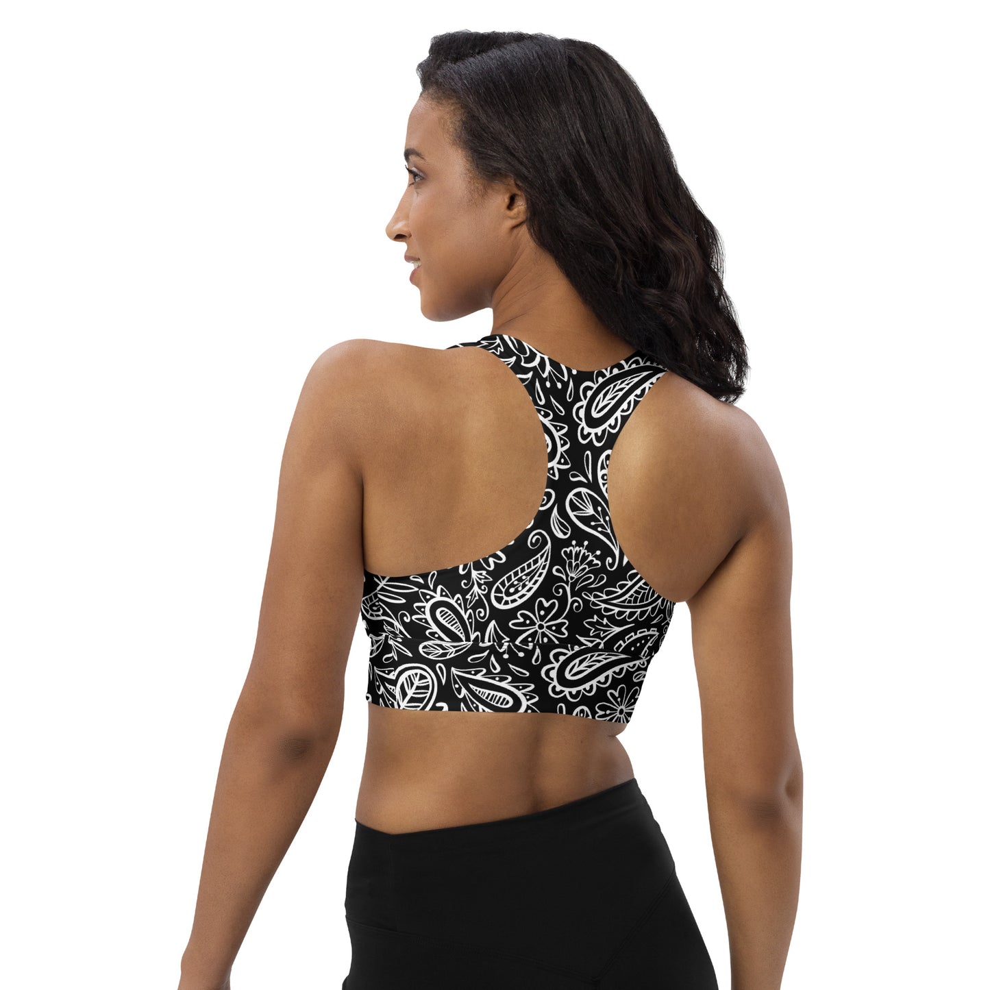 Black Paisley Sports Bra