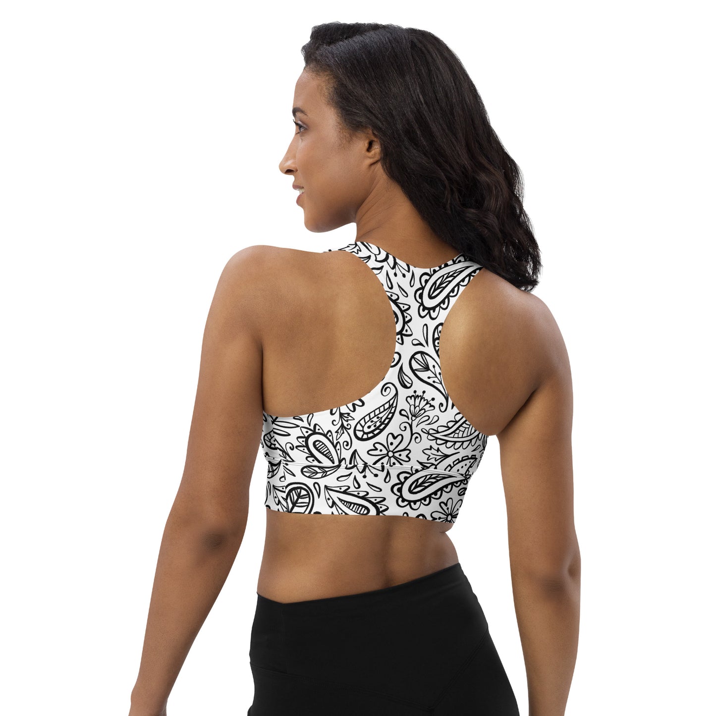 White Paisley Sports Bra