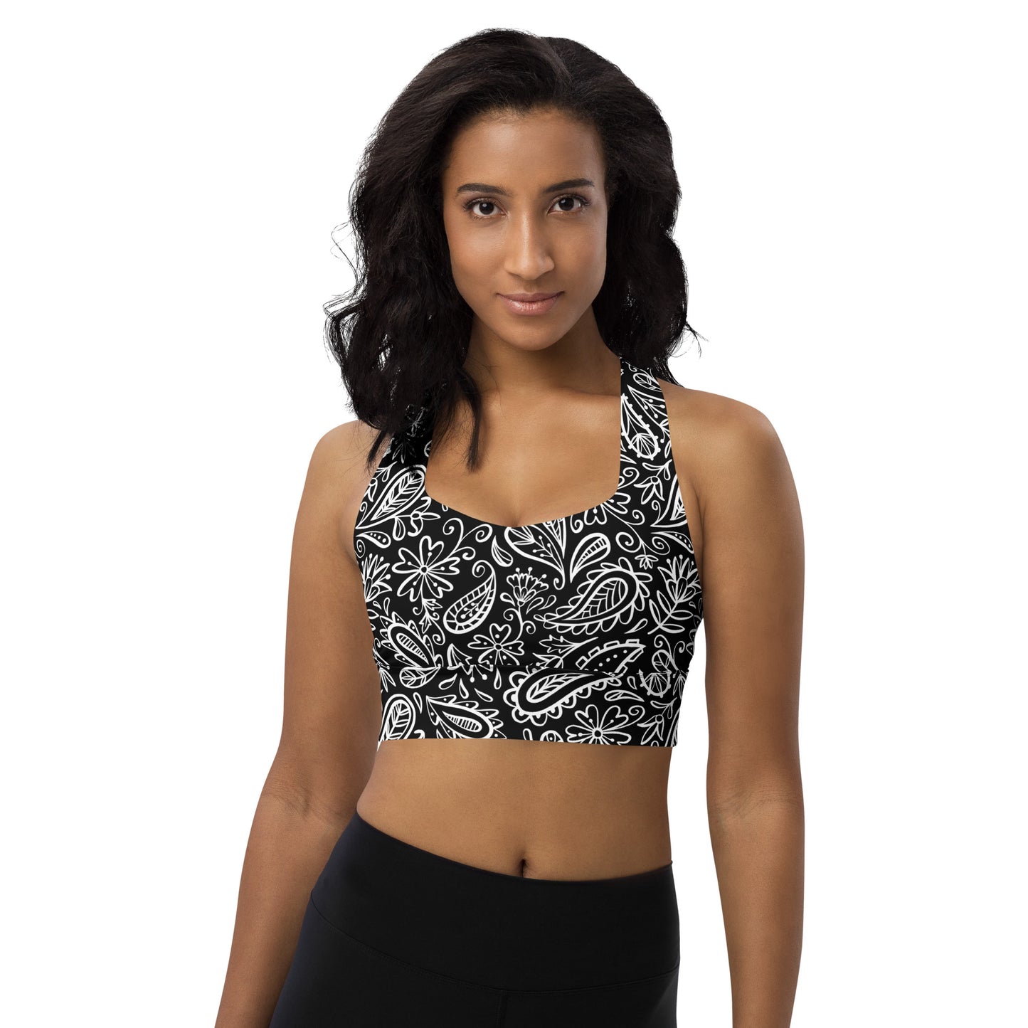 Black Paisley Sports Bra