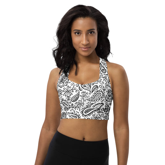 White Paisley Sports Bra