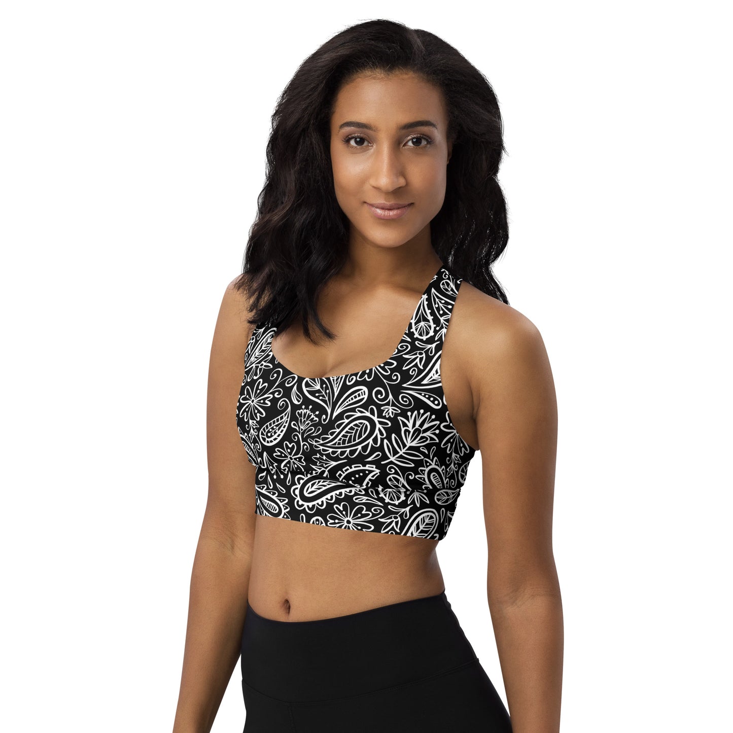 Black Paisley Sports Bra