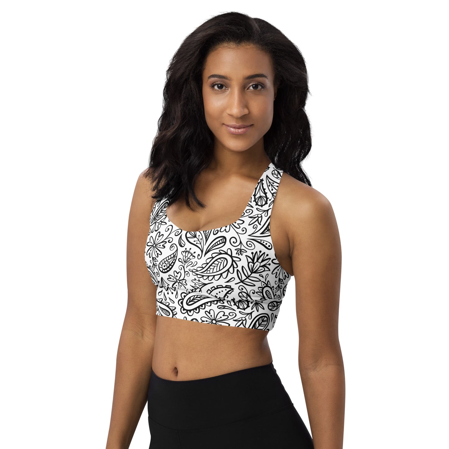 White Paisley Sports Bra