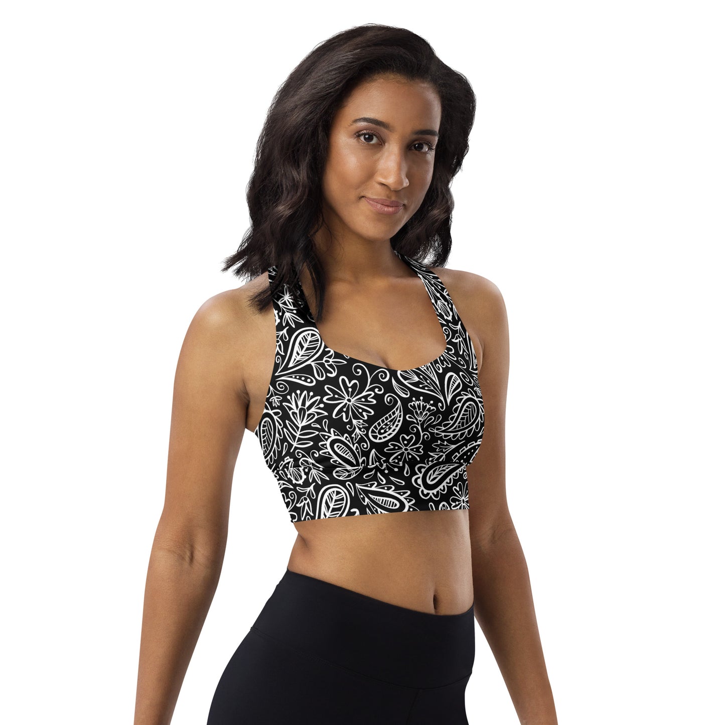 Black Paisley Sports Bra