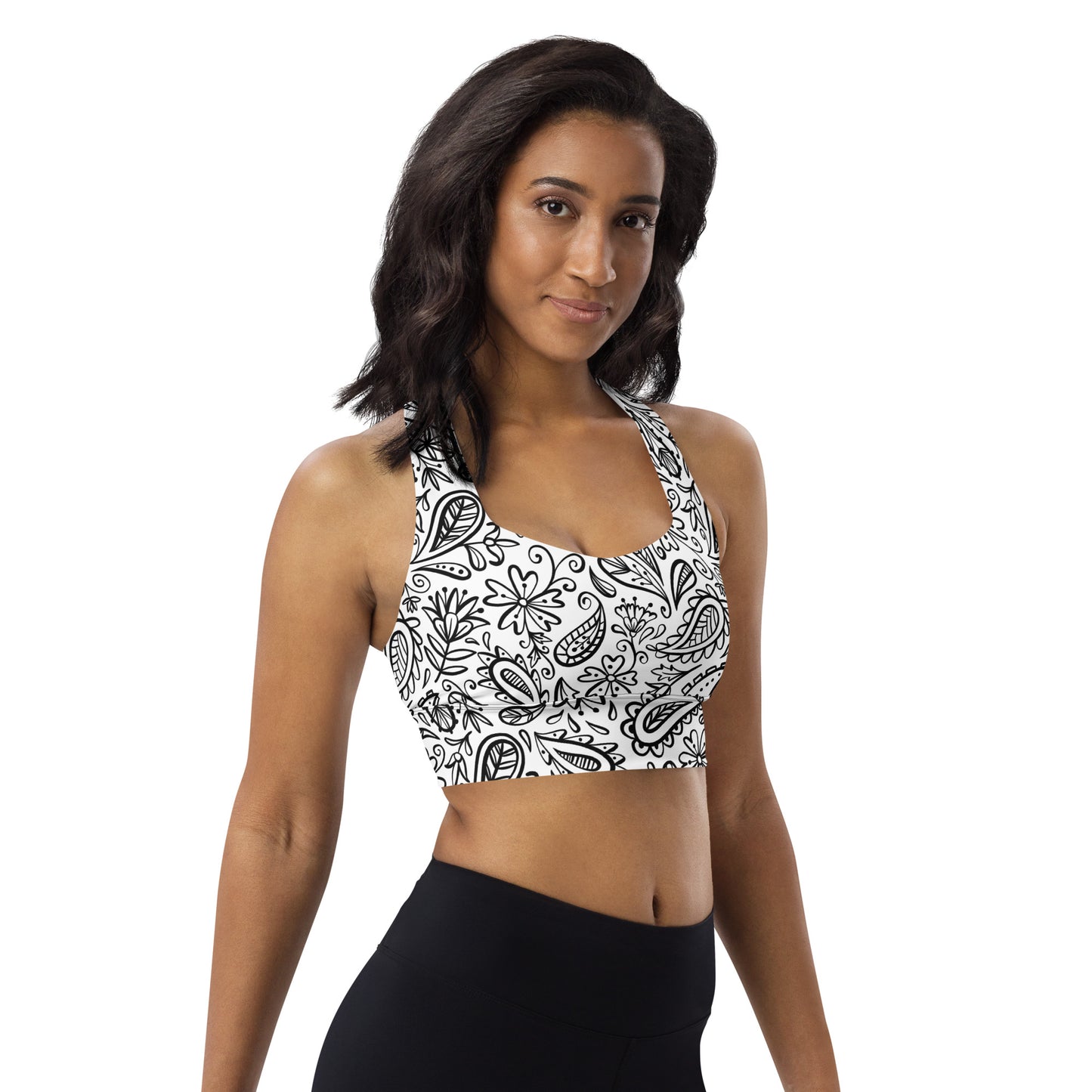 White Paisley Sports Bra