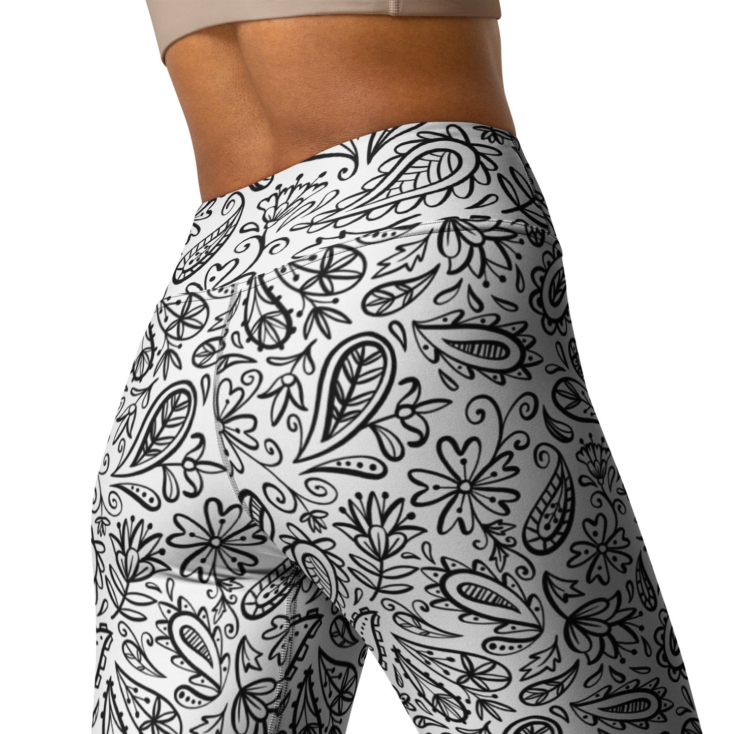 White Paisley Leggings