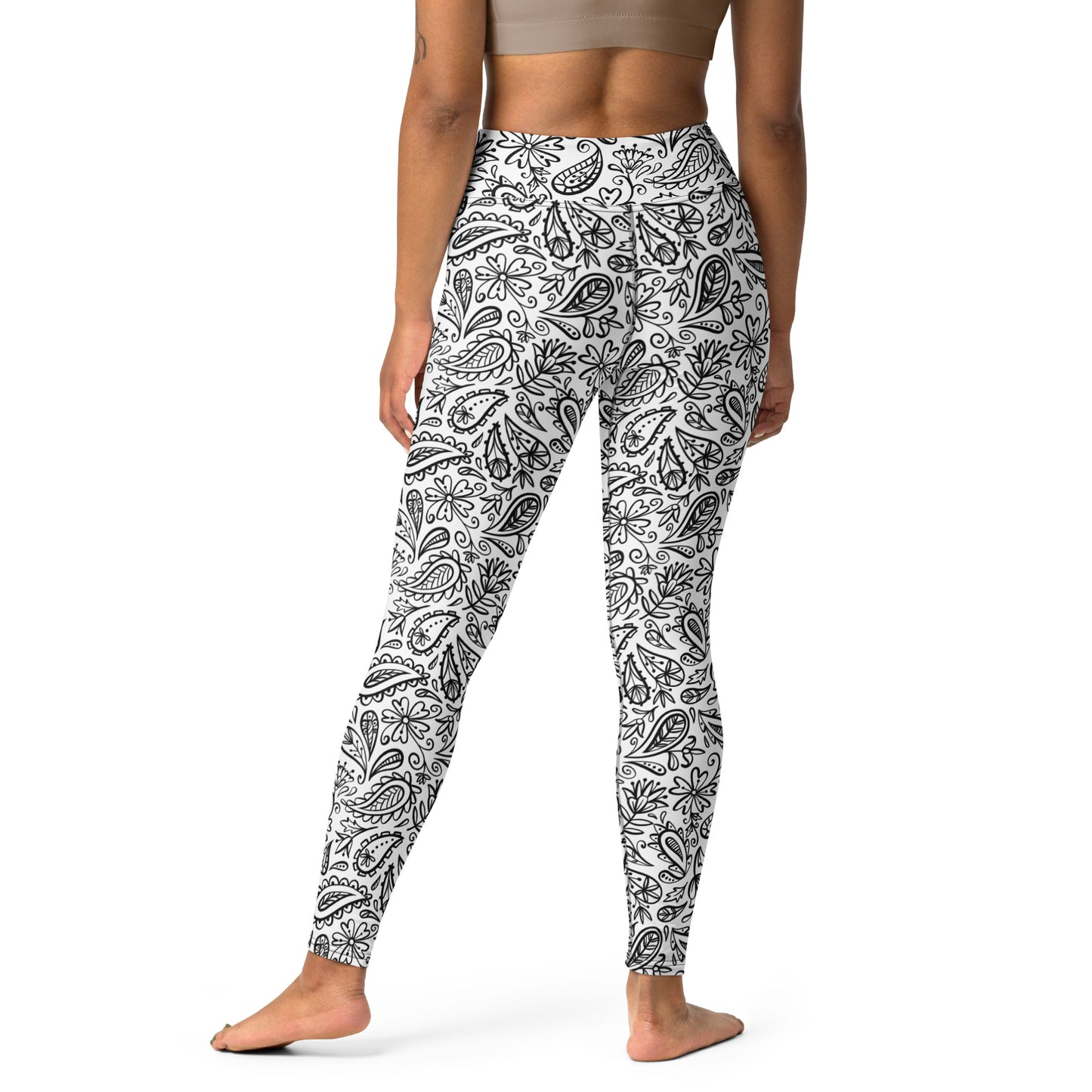 White Paisley Leggings