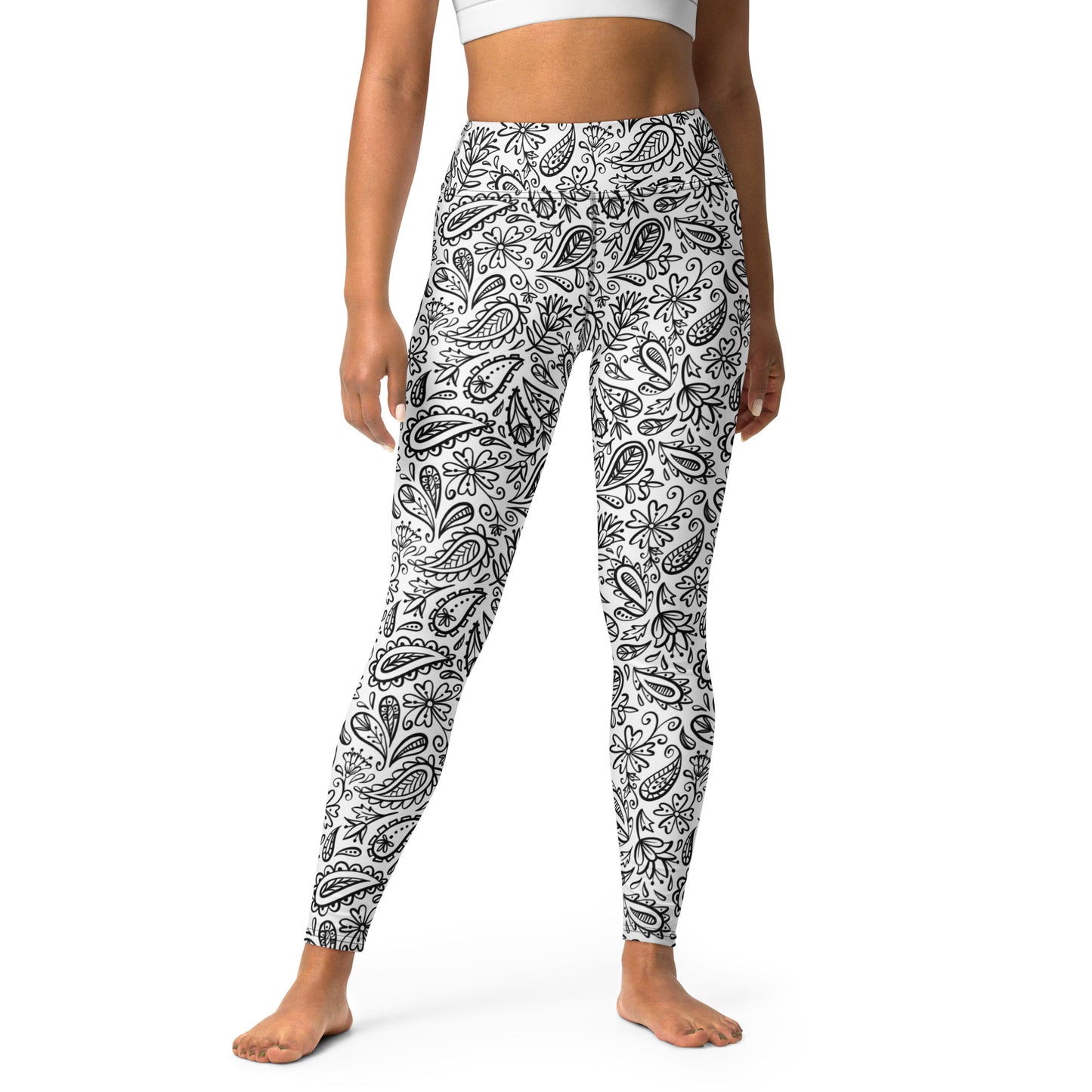 White Paisley Leggings