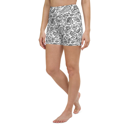 ROME White Paisley Yoga Shorts